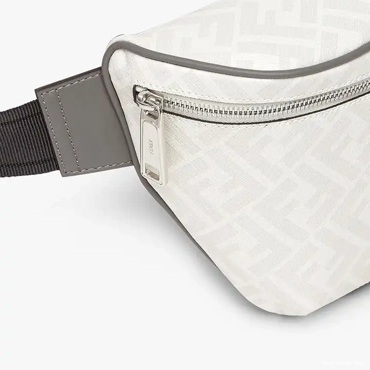Cheap White Bag In Fendi Red FF Belt Fabric Motif 0609